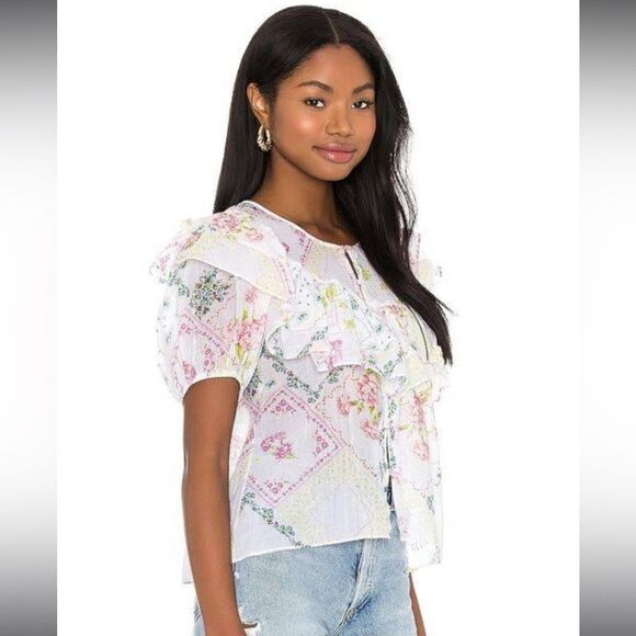 LoveShackFancy Amora Top Medium in Magic Light  Revolve - Picture 1 of 14